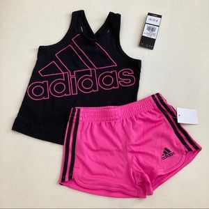 Adidas cute baby girl pink black shorts set 2295
